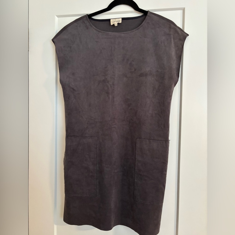 Aritzia Wilfred Free Gray Sleeveless Suede Dress